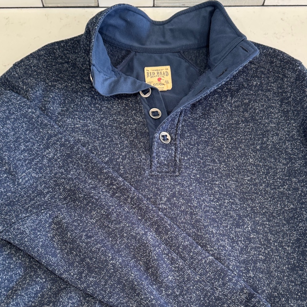 RedHead Men's Heathered Navy Button Down Shirt